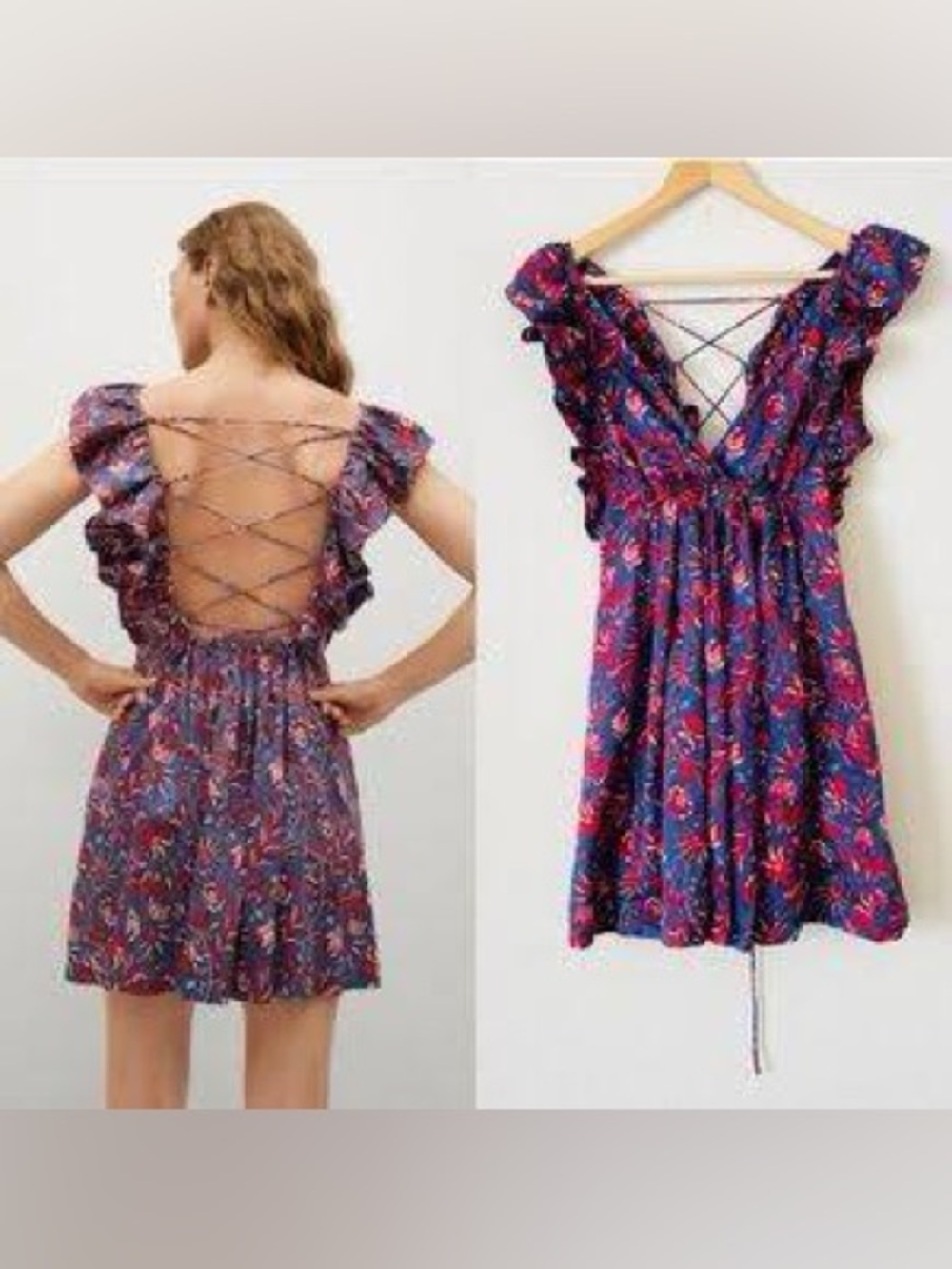 CHUFY X MANGO | Backless Ruffled‎ Mini Dress size large
